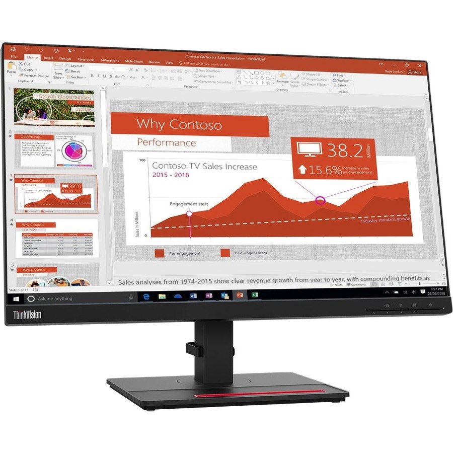 Lenovo ThinkVision T24i-2L 24" Class Full HD LCD Monitor - 16:9 - Raven Black