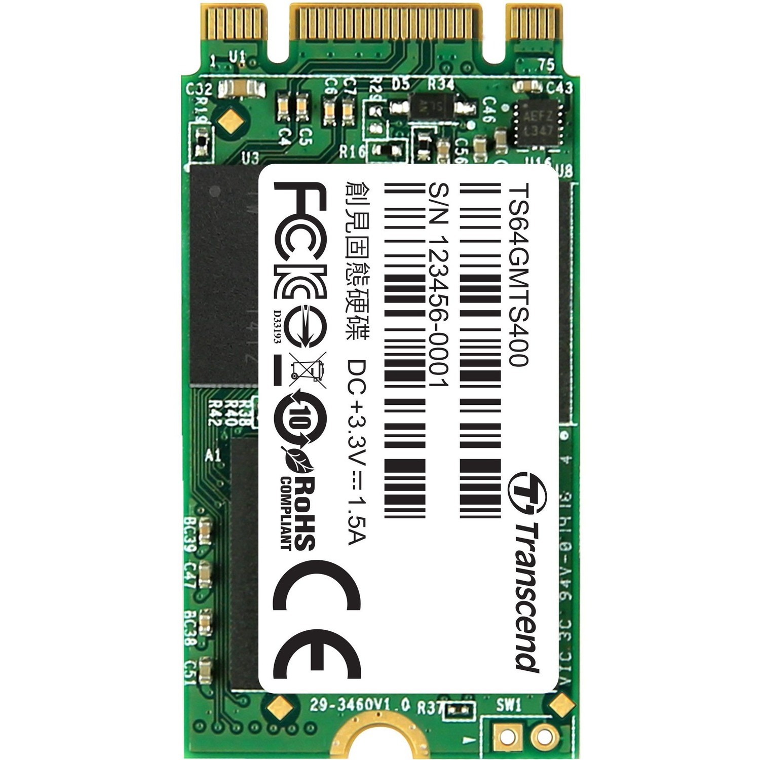 Transcend 64GB M.2 2242 SSD Sata3 MLC