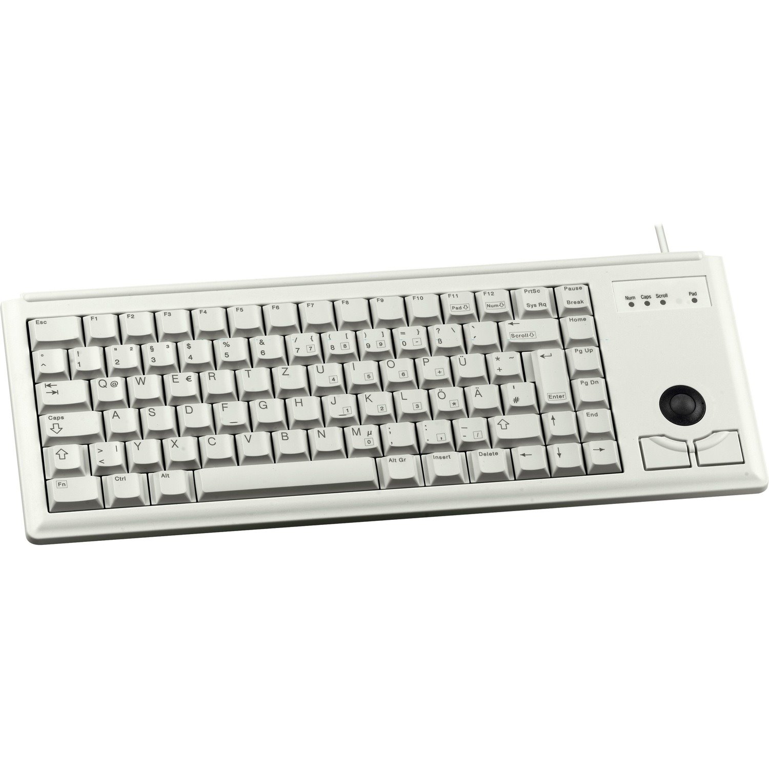 CHERRY Compact G84-4400 Keyboard - Cable Connectivity - USB Interface - Trackball - Belgian - QWERTZ Layout - Light Grey