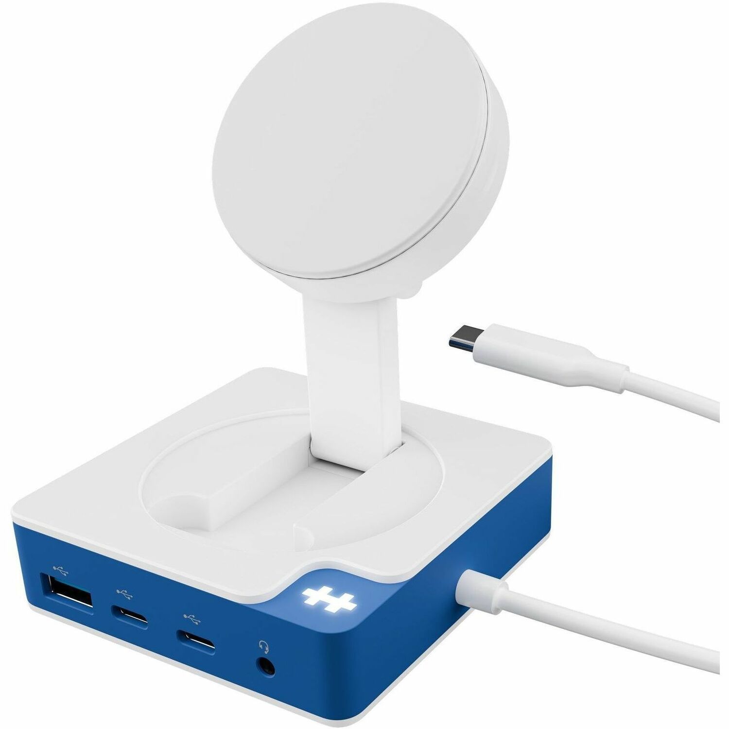 Hyper HyperDrive HD8100BUGL USB-Typ C Docking Station f&uuml;r Monitor, Smartphone, Ohrhörer, Notebook, Tablet-PC, Festplatte, Tastatur - Ladefunktion - Speicherkartenleser - SD - Blau, Weiß