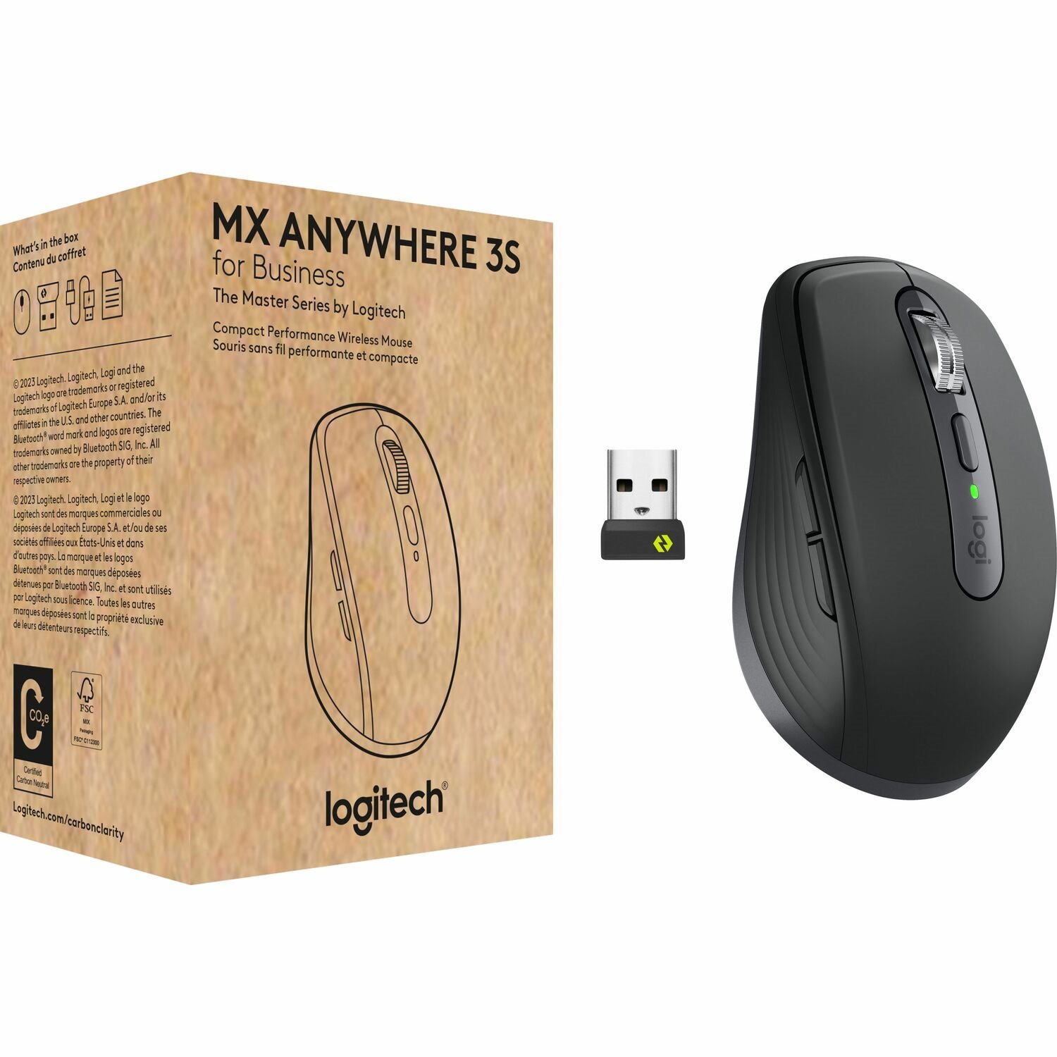 Logitech MX Anywhere 3S Wireless Mouse for Business - Bluetooth, Quiet Click, Secure Logi Bolt, Graphite