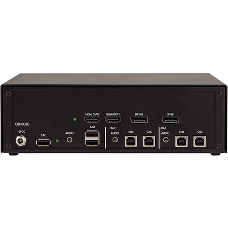 Black Box KVM Switch, NIAP 4.0 Certified - 2-Port, Single-Monitor, DisplayPort with MST, HDMI Out, CAC