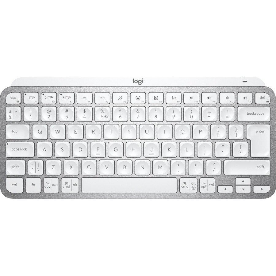 Logitech MX Keys Mini Keyboard - Wireless Connectivity - LED - English (US) - QWERTY Layout - Pale Gray