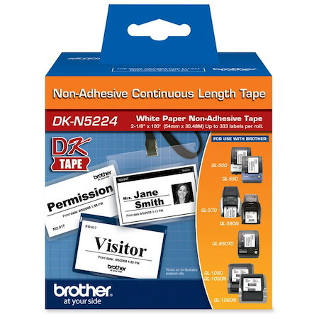 Brother DKN5224 - Black on White Non-Adhesive Continuous Length Paper Tape