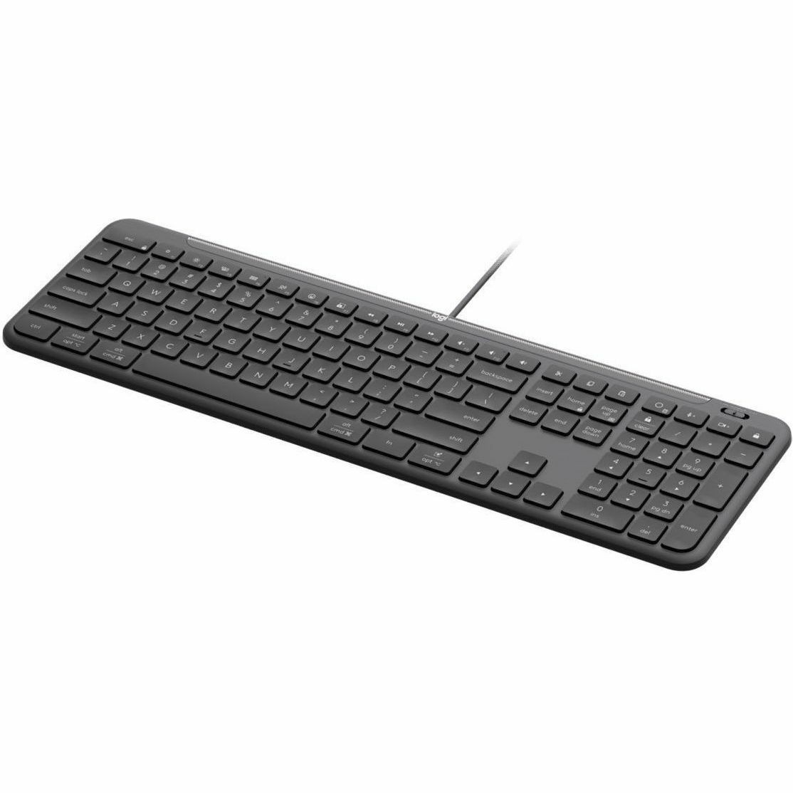 Logitech Signature Slim K620 Keyboard - Cable Connectivity - USB Type C, USB Type A Interface - QWERTY Layout - Graphite
