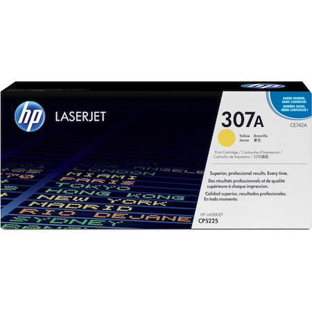 HP 307A (CE742A) Original Laser Toner Cartridge - Single Pack - Yellow - 1 Each