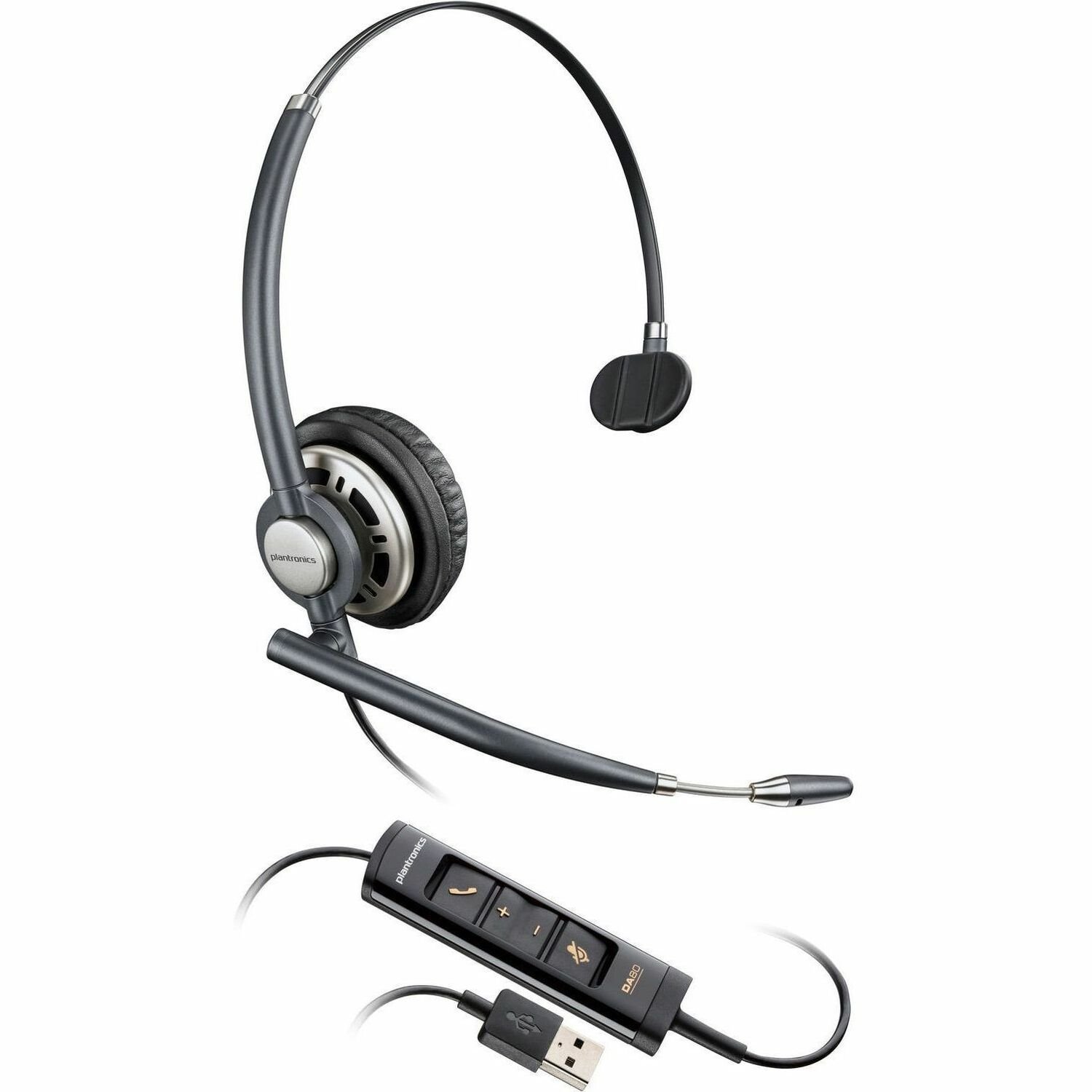 Poly EncorePro 715 Wired On-ear, Over-the-head Mono Headset - Black - TAA Compliant