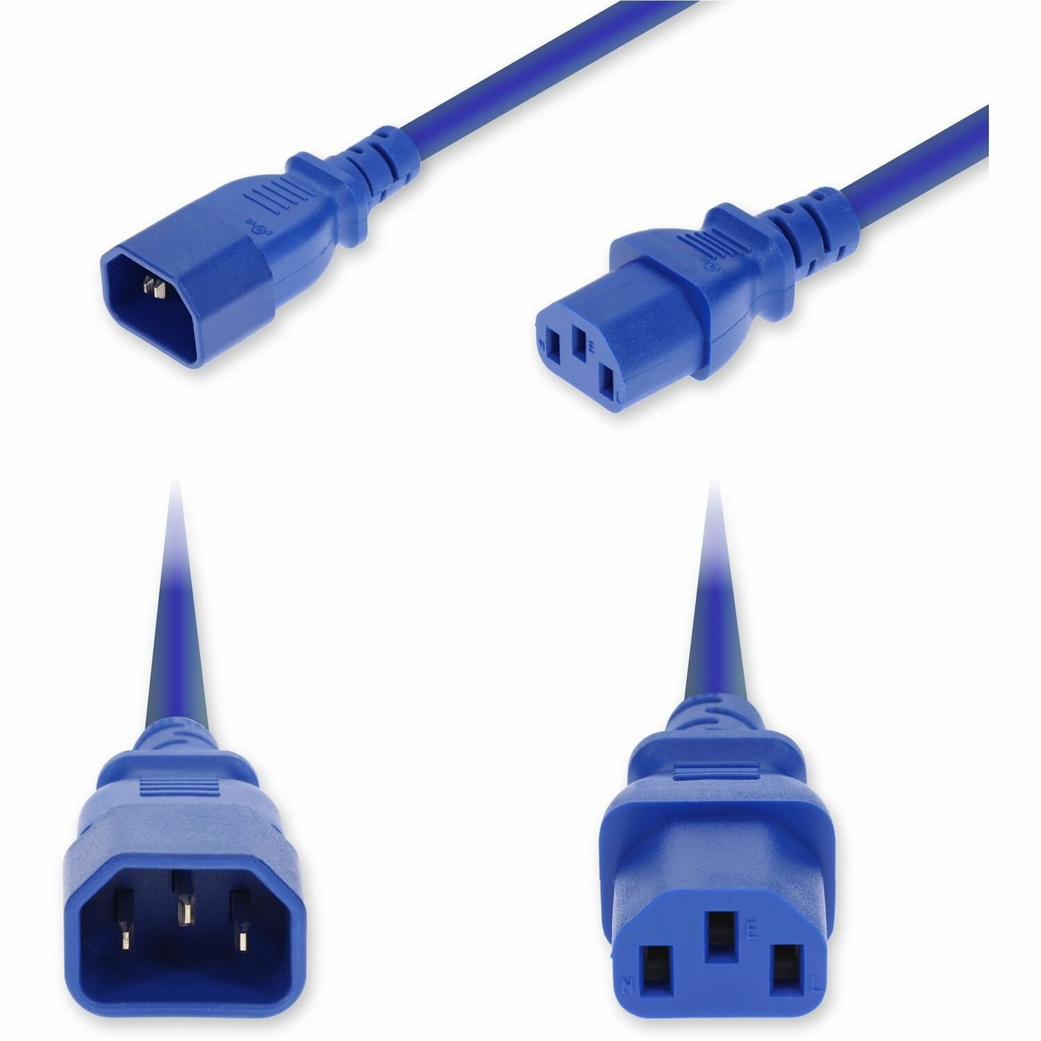 AddOn 6ft C14 Male to C13 Female Standard Commercial 14 AWG 250V at 15A PVC SJT (Service Junior Thermoplastic) Blue Power Cable