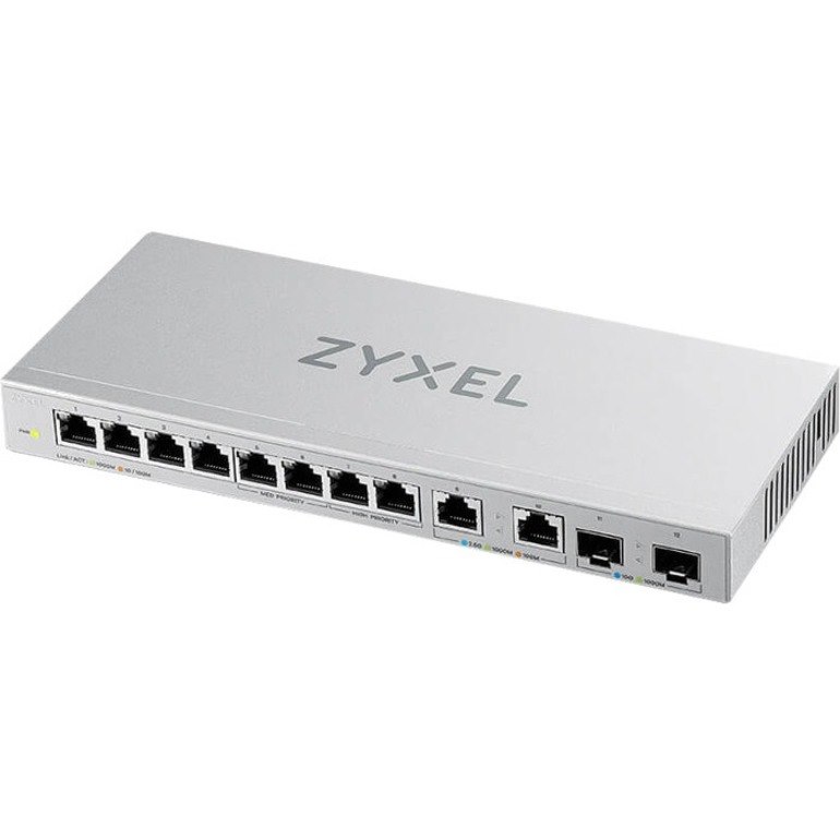 Zyxel 12-Port Multi-Gigabit Ethernet Unmanaged Switch | 2 x 2.5GB | 2 x 10G SFP+ Fiber | 8 x GbE Ports | Plug & Play | Desktop or Wall-Mount | Ethernet Splitter | Lifetime Warranty | XGS1010-12