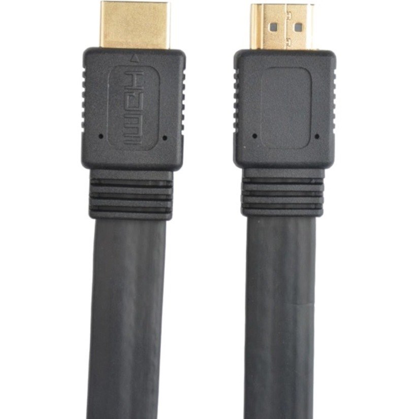 Manhattan HDMI Cable with Ethernet (Flat), 4K@60Hz (Premium High Speed), 1m, Male to Male, Black, Ultra HD 4k x 2k, Fully Shielded, Gold Plated Contacts, Lifetime Warranty, Polybag