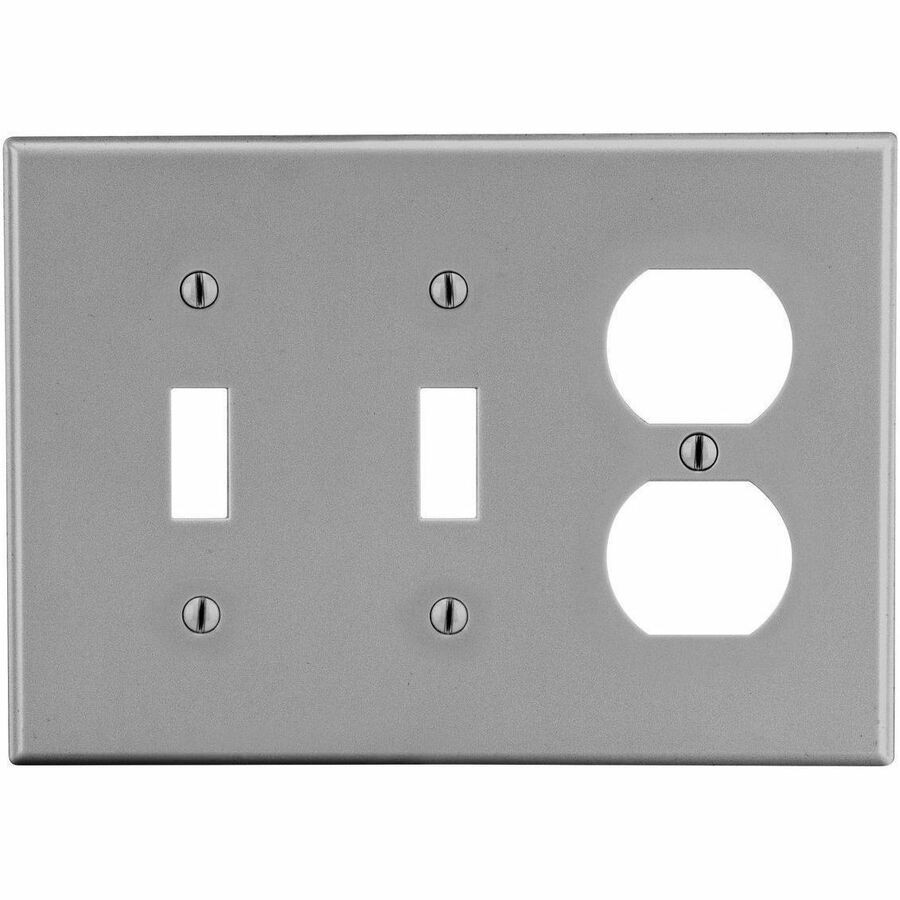 Hubbell Wallplate, 3-G, 2) Tog 1) Dup, GY