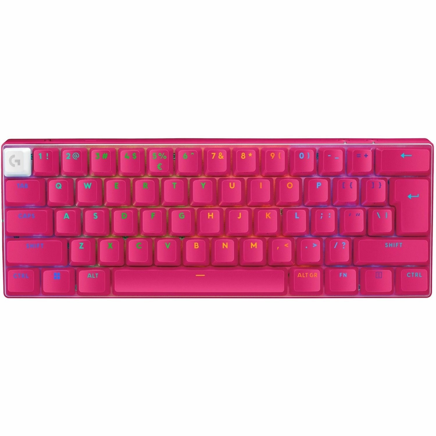 Logitech G PRO X 60 Gaming-toetsenbord - Compact - Bedraad/draadloos Verbinding - USB 2.0 type A Interface - RGB LED - Engels (US) - QWERTY indeling - Magenta