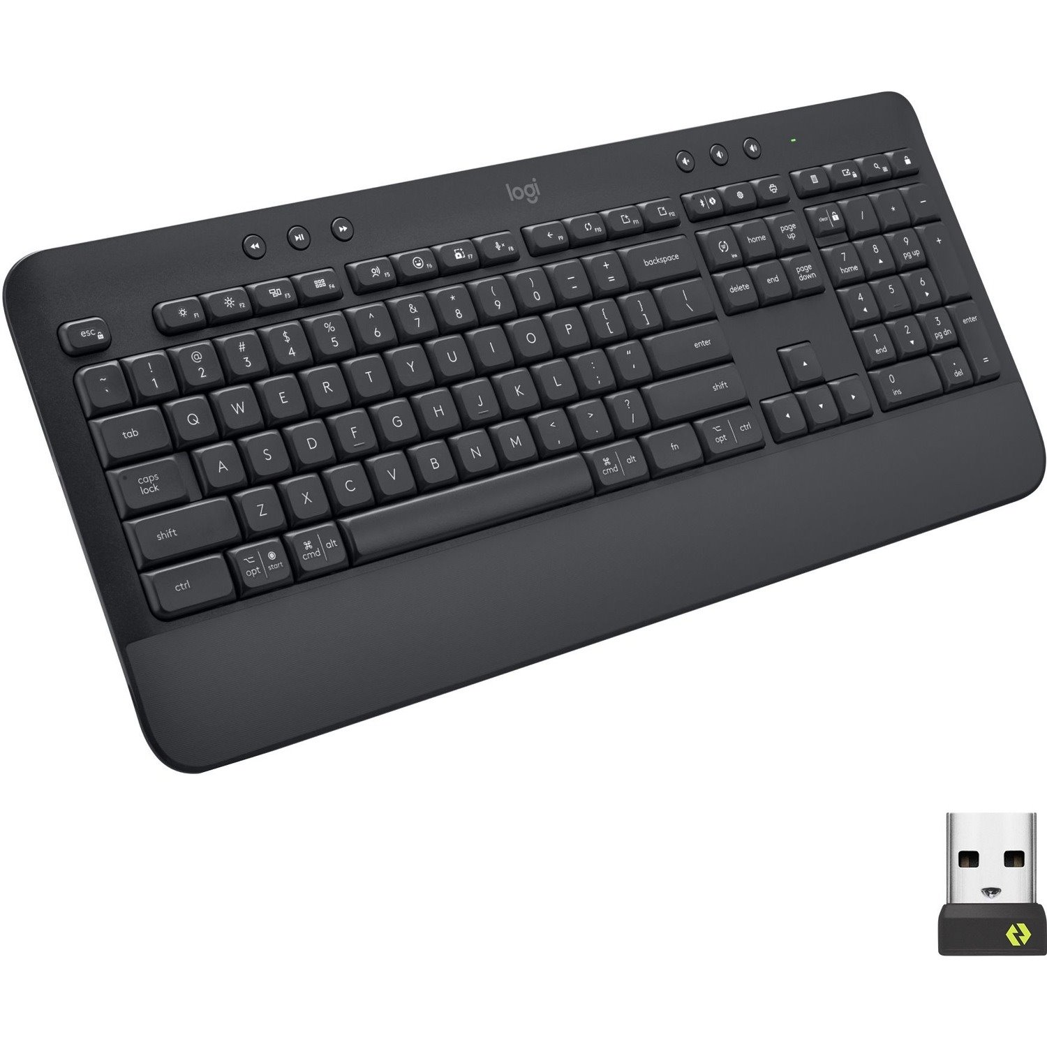 Logitech Signature K650 Comfort Full-Size Wireless Keyboard with Wrist Rest, BLE Bluetooth or Logi Bolt, Graphite