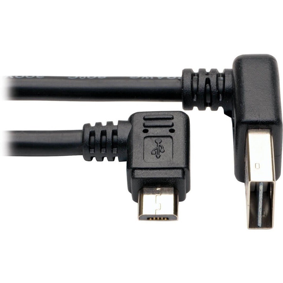 Eaton Tripp Lite Series Micro USB Cable for Charging (M/M) - Reversible Up/Down USB-A to Right-Angle USB Micro-B, 20 AWG, Black, 3 ft. (0.91 m)