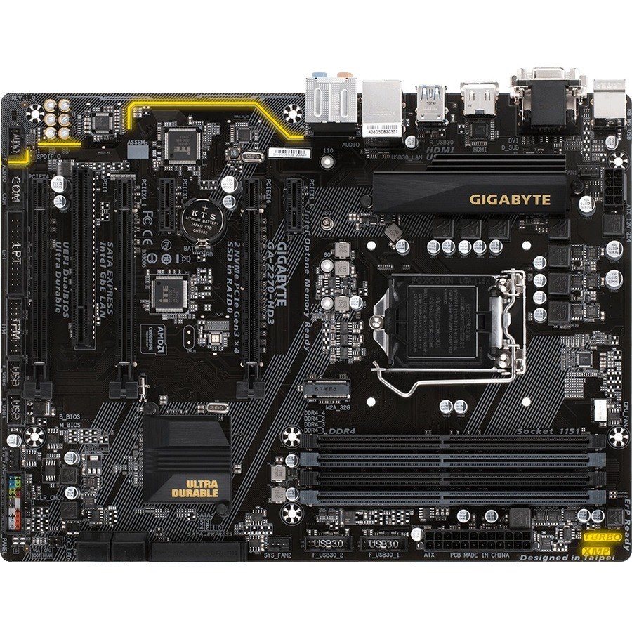 Gigabyte Ultra Durable GA-Z270-HD3 Desktop Motherboard - Intel Z270 Chipset - Socket H4 LGA-1151 - Intel Optane Memory Ready - ATX