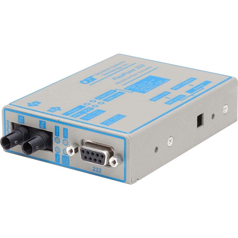 FlexPoint RS-232 Serial Fiber Media Converter DB-9 ST Single-mode 30km