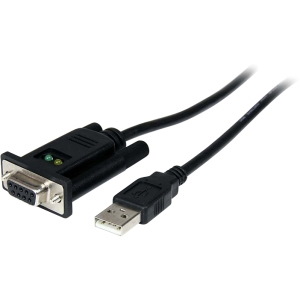 StarTech.com 6ft (1.8m) 1-Port USB to Serial RS232 Adapter, FTDI DB9 Serial DCE Adapter Cable, Null Modem, USB 2.0 - TAA