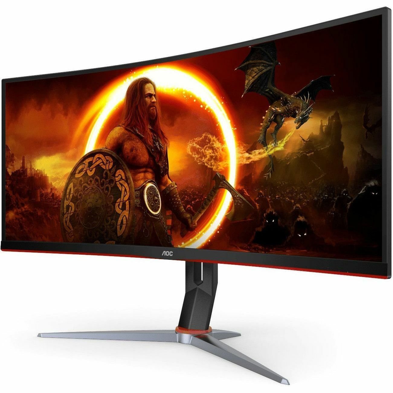 AOC CU34G2XP 34" Class UW-QHD Curved Screen Gaming LED Monitor - 21:9 - Black, Red