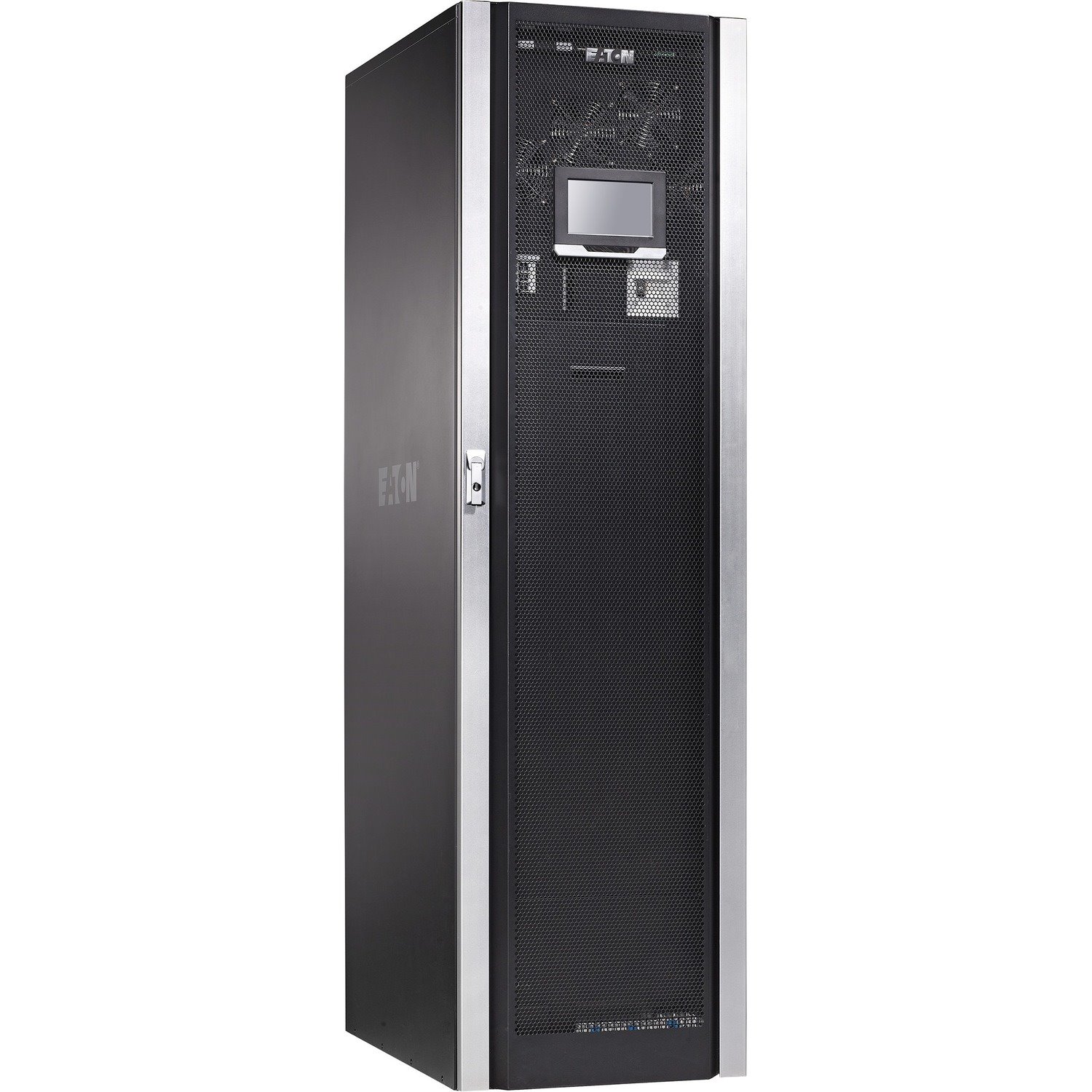 Eaton 93PM Series UPS, Double-conversion, Tower, Floor, Free standing model, Black, Nema 1, 30000, 30000, Up to 97%, Up to 99%, 480 VAC, 480 VAC, IEC 61000-4-5, Yes, 1, Fixed connection, 480 VAC, +10% / -15%, 50/60 Hz, ? 0.99, Sine Wave, 48