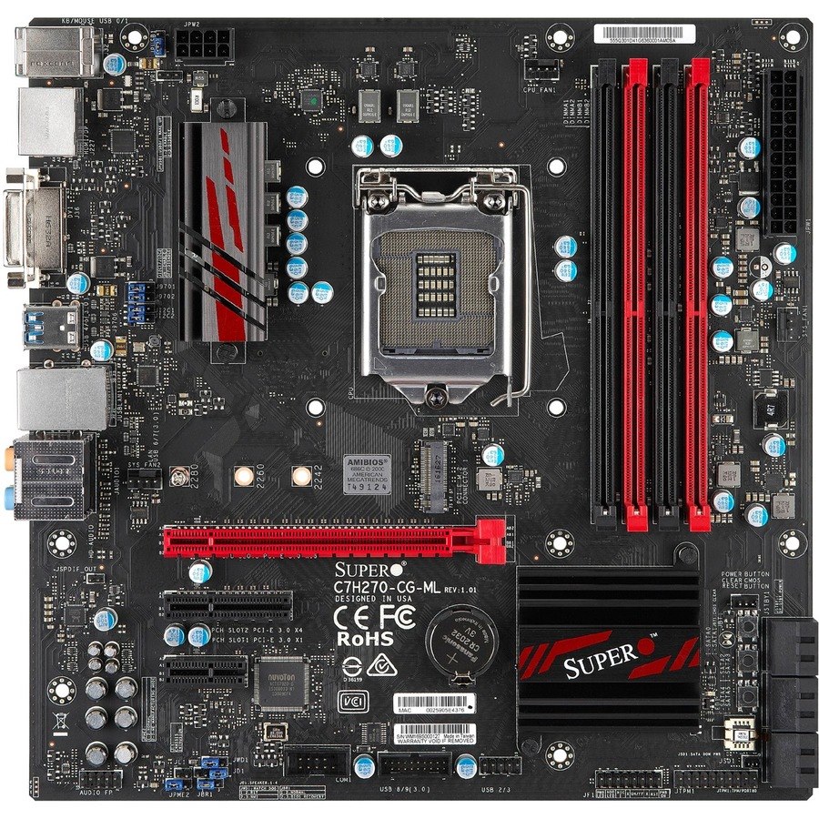 Supermicro C7H270-CG-ML Desktop Motherboard - Intel H270 Chipset - Socket H4 LGA-1151 - Micro ATX