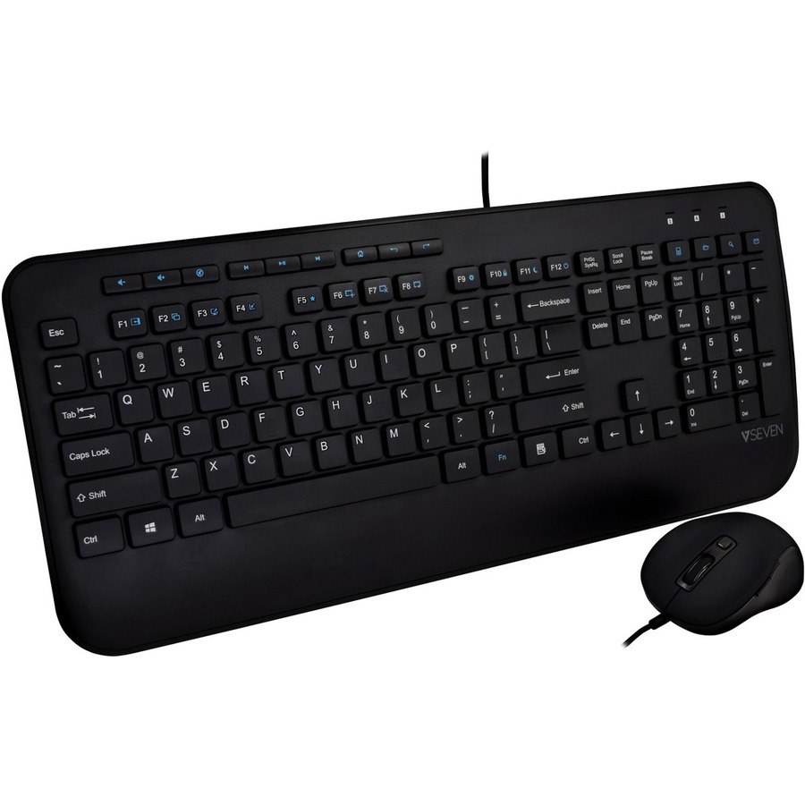 V7 CKU300USFull Size USB Keyboard with Palm Rest and Ambidextrous Mouse Combo