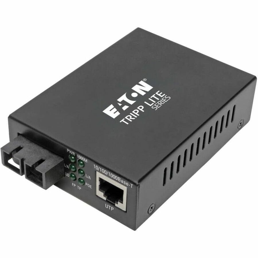 Eaton Tripp Lite Series Gigabit Multimode Fiber to Ethernet Media Converter, POE+ - 10/100/1000 SC, 850 nm, 550M (1804.46 ft.)