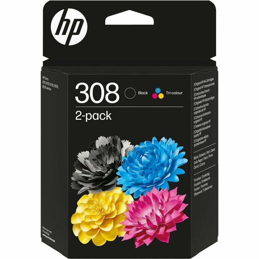 HP 308 Original Inkjet Ink Cartridge - Combo Pack - Black, Tri-colour - 2 Pack