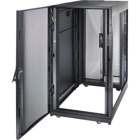 APC by Schneider Electric NetShelter SX 24U Floor Standing Enclosed Cabinet Rack Cabinet for Server, Storage - 482.60 mm Rack Width - Black - TAA Compliant
