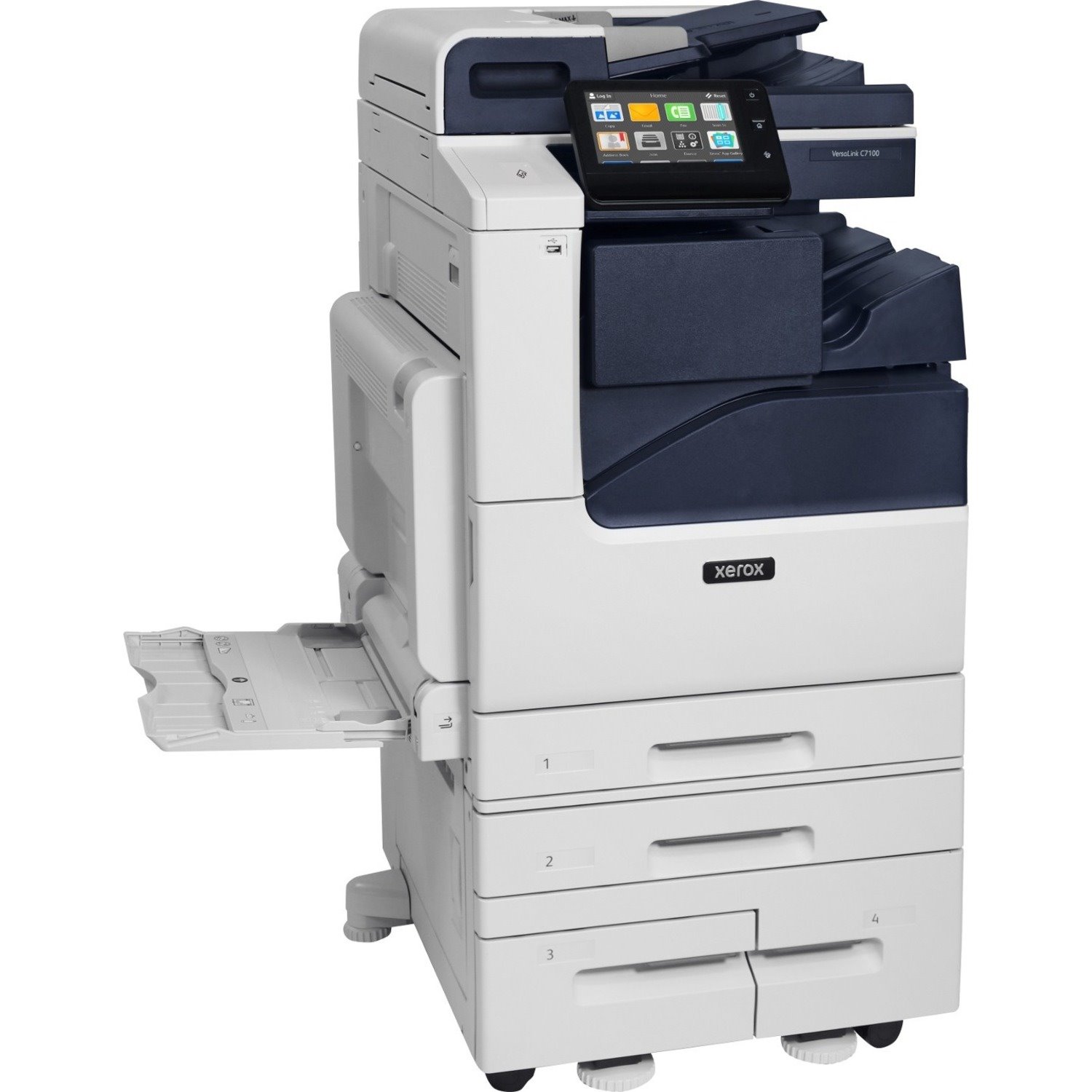 Xerox VersaLink C7120 Color MFP, 4 Tray, Duplex, 4X520 Sheet Trays, 100 Sheet Bypass Tray, 130 Sheet Single Pass DADF, Min 320GB HDD, 4GB Memory, Scan To Email, Dual Oct, BIM On (must Order W/304S0021