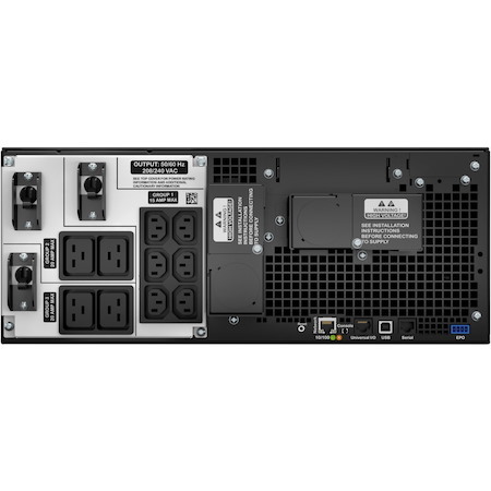 APC Smart-UPS On-Line, 6kVA/6kW, Rackmount 4U, 208V, 6x C13+4x C19 IEC outlets, Network Card+SmartSlot, Extended runtime, W/ rail kit