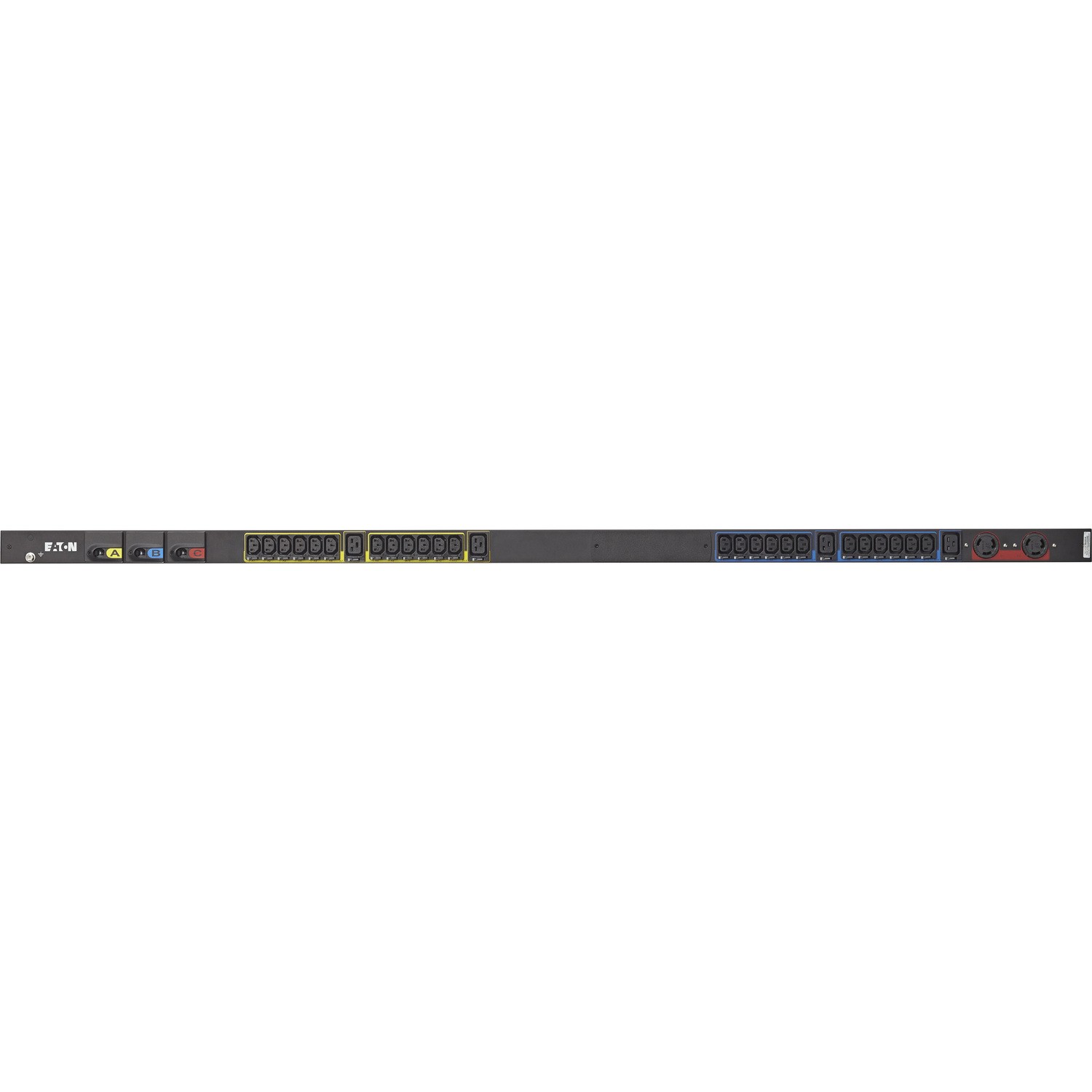 Eaton Basic rack PDU, 0U, CS8365 input, 14.4 kW max, 200-240V, 40A, 6 ft cord, Three-phase, Outlets: (2) L6-30R, (24) C13 Outlet grip, (4) C19 Outlet grip