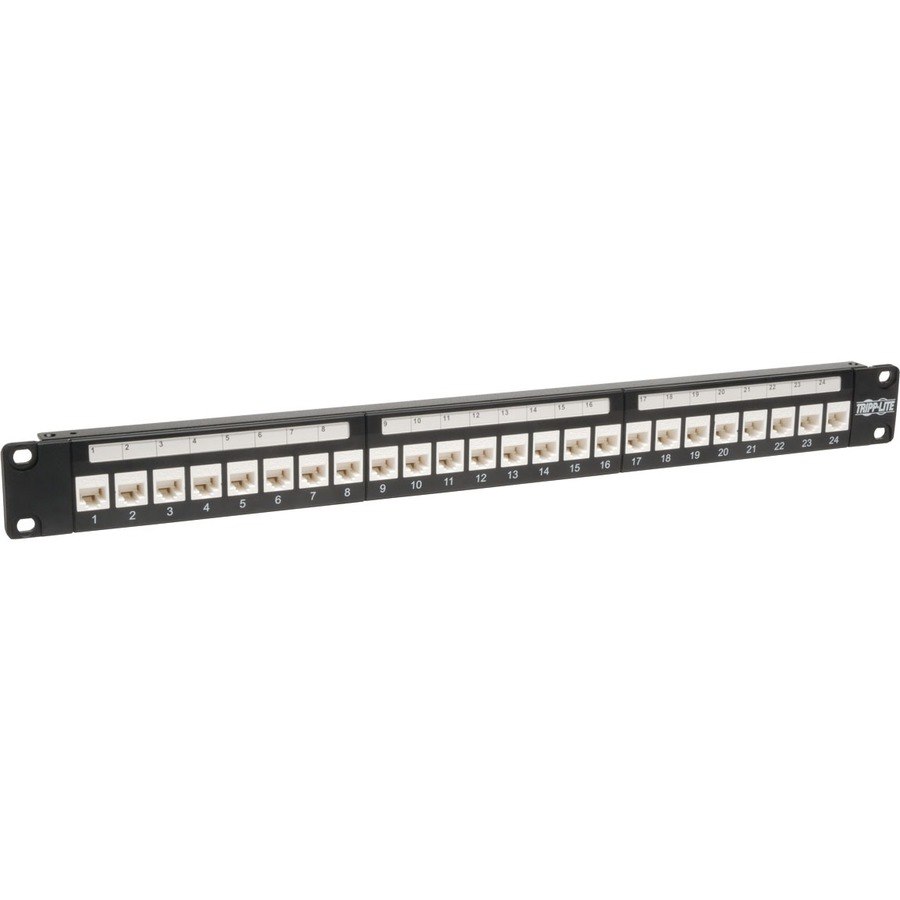 Eaton Tripp Lite Series 24-Port Cat6/Cat5 Low Profile Feed-Through Patch Panel, 1U Rack-Mount/Wall-Mount, TAA