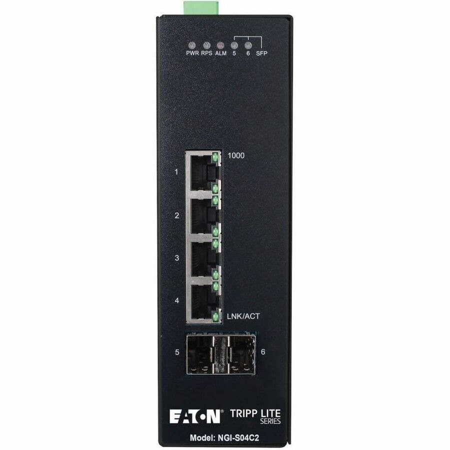 Eaton Tripp Lite Series 4-Port Lite Managed Industrial Gigabit Ethernet Switch - 10/100/1000 Mbps, 2 GbE SFP Slots, -10&deg; to 60&deg;C, DIN Mount, TAA