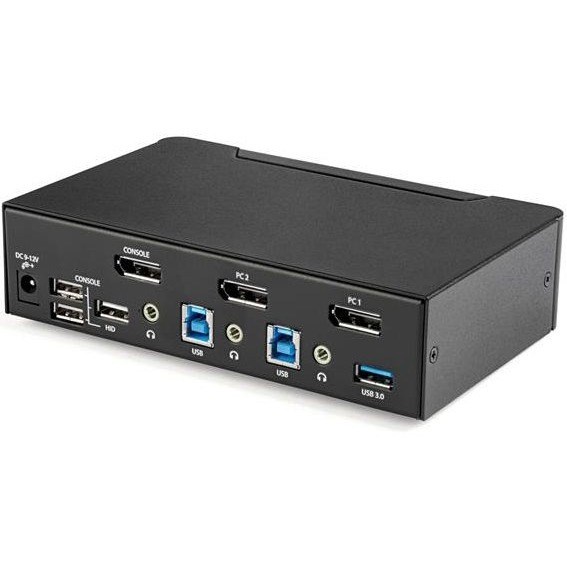 StarTech.com 2 Port DisplayPort KVM Switch - 4K 60Hz - Single Display - UHD DP 1.2 USB KVM Switch with USB 3.0 Hub & Audio - TAA Compliant