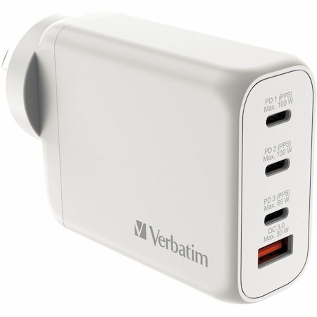 Verbatim USB Charger 100W 3C+1A GaN 95% PCR - White