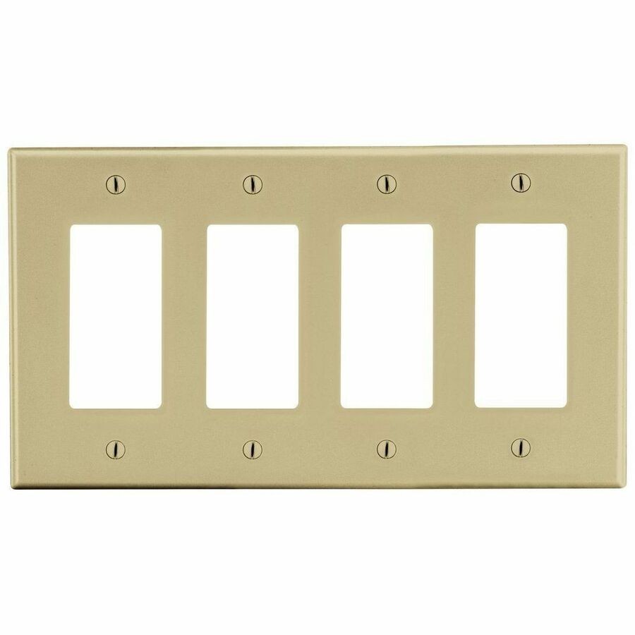 Bryant Wallplate, Mid-Size 4-Gang, 4) Decorator, Ivory