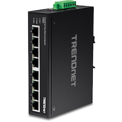 TRENDnet 8-Port Industrial Unmanaged Fast Ethernet DIN-Rail Switch; TI-E80 8 x Fast Ethernet Ports; 1.6Gbps Switching Capacity;8 Port Network Fast Ethernet Switch;IP30 Metal Switch;Lifetime Protection