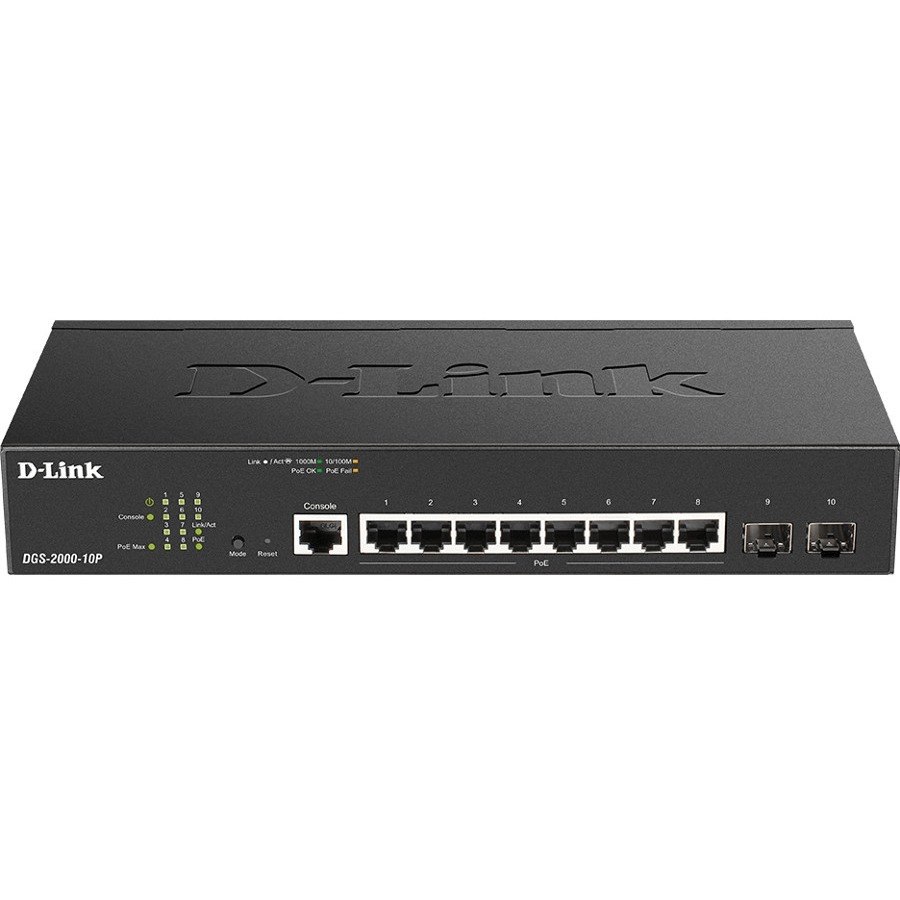 D-Link Netwerk-Switch Managed L2/L3 Gigabit Ethernet (10/100/1000) Power Over Ethernet (PoE) 1U Zwart - DGS-2000-10P