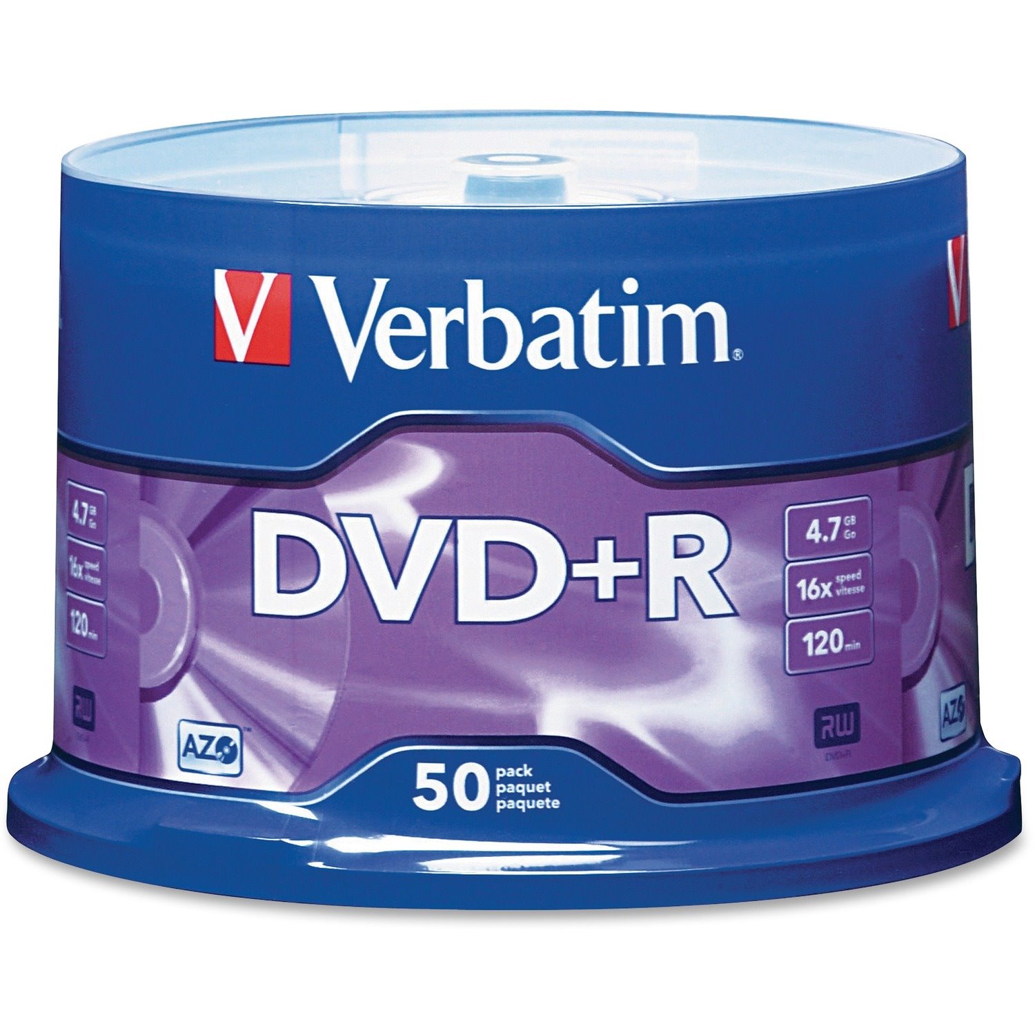 Verbatim 95037 DVD Recordable Media - DVD+R - 16x - 4.70 GB - 50 / Pack - Silver