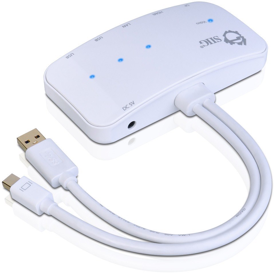 SIIG Mini-DP Video Dock with USB 3.0 LAN Hub - White