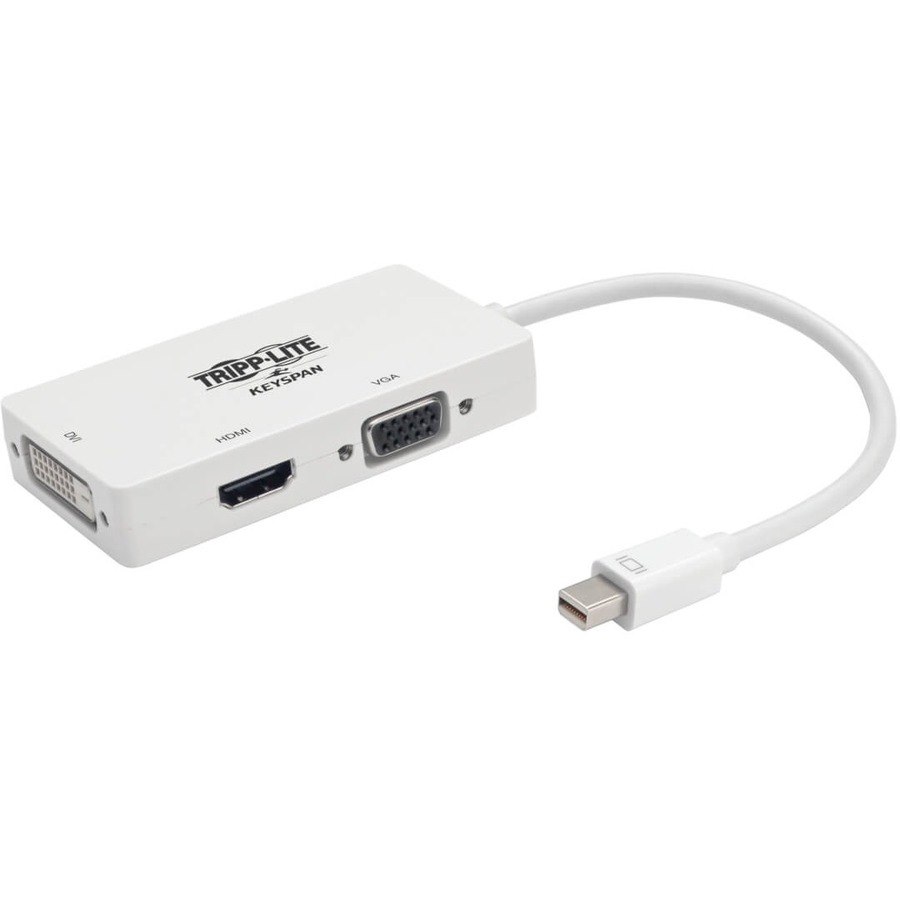 Eaton Tripp Lite Series Keyspan Mini DisplayPort to VGA/DVI/HDMI All-in-One Video Converter Adapter, White, 6-in. (15.24 cm)