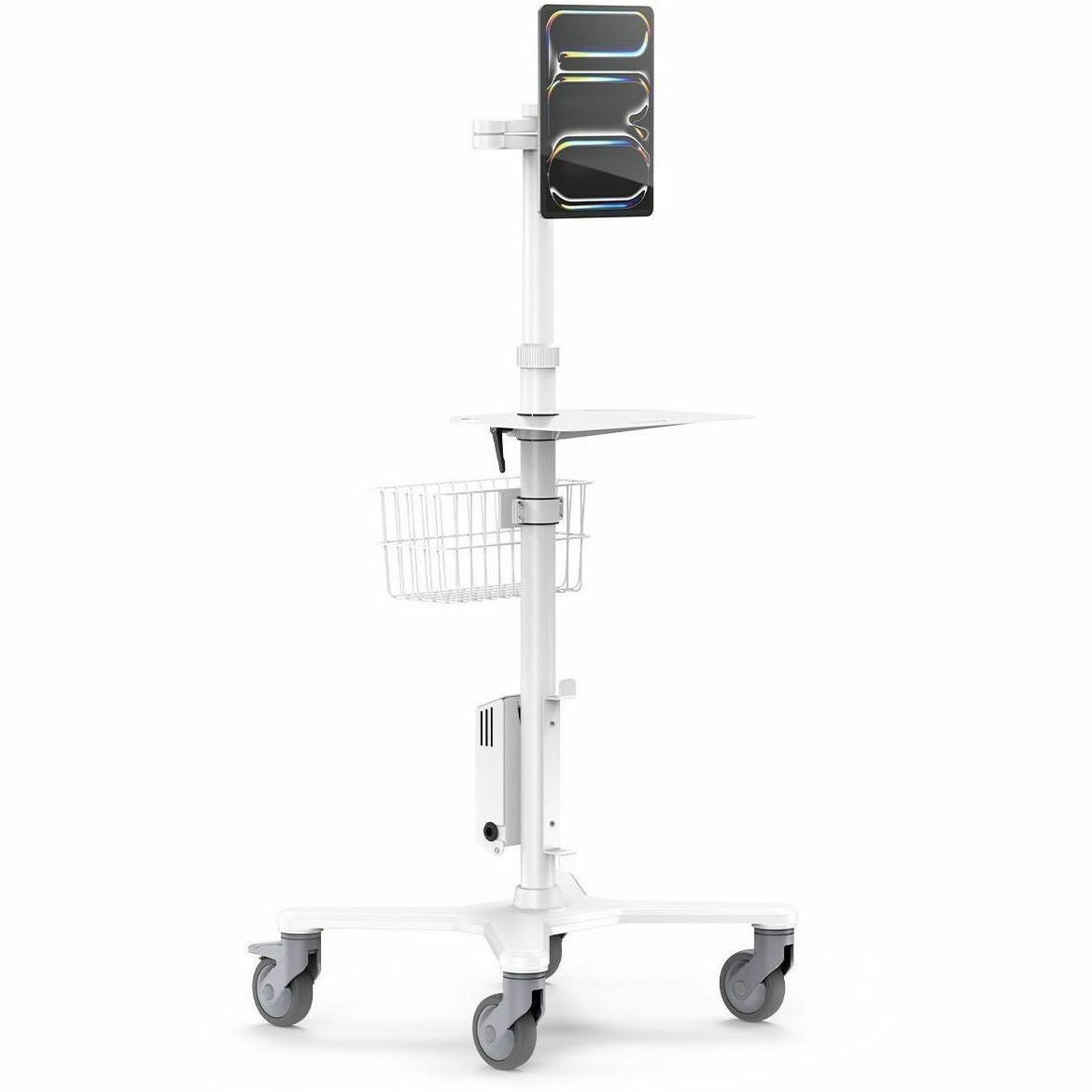 Compulocks Universal Invisible Mount Medical Rolling Cart Extended White