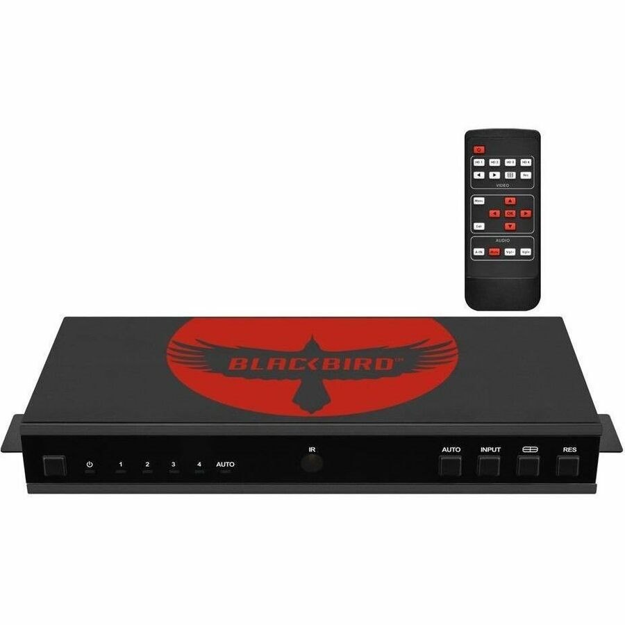 Monoprice Blackbird 4K60 4x1 Multiviewer, Seamless Quad View Switcher for Professional AV Installations, with Audio Extraction, RS232 Control