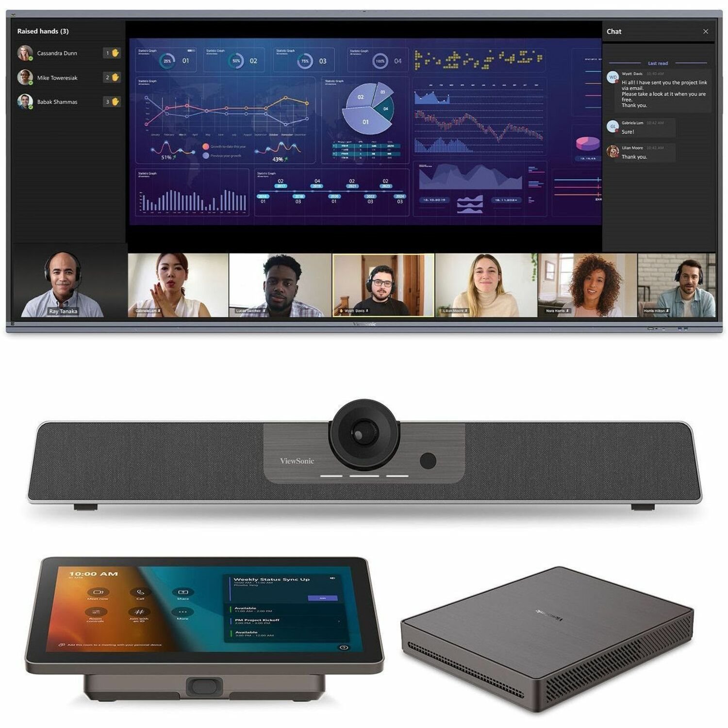 ViewSonic IFP105S-MTRC - TeamJoin Microsoft Teams Room Bundle 105 Inch 5K Display, Mini-PC, 10.1 Inch Touch Console, Video Bar System