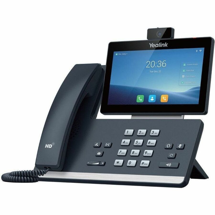 Yealink T58W IP Phone - Corded/Cordless - Corded/Cordless - Bluetooth, Wi-Fi - 10 Multiple Conferencing - Wall Mountable, Stand Mountable, Desktop - Classic Gray