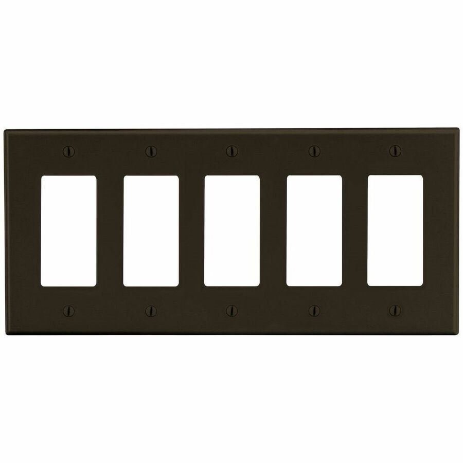 Bryant Wallplate, 5-Gang, 5) Decorator, Brown