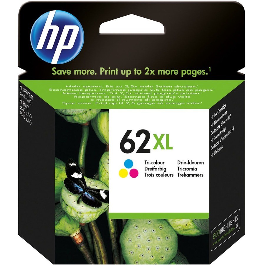 HP 62XL Original High Yield Inkjet Ink Cartridge - Tri-colour Pack