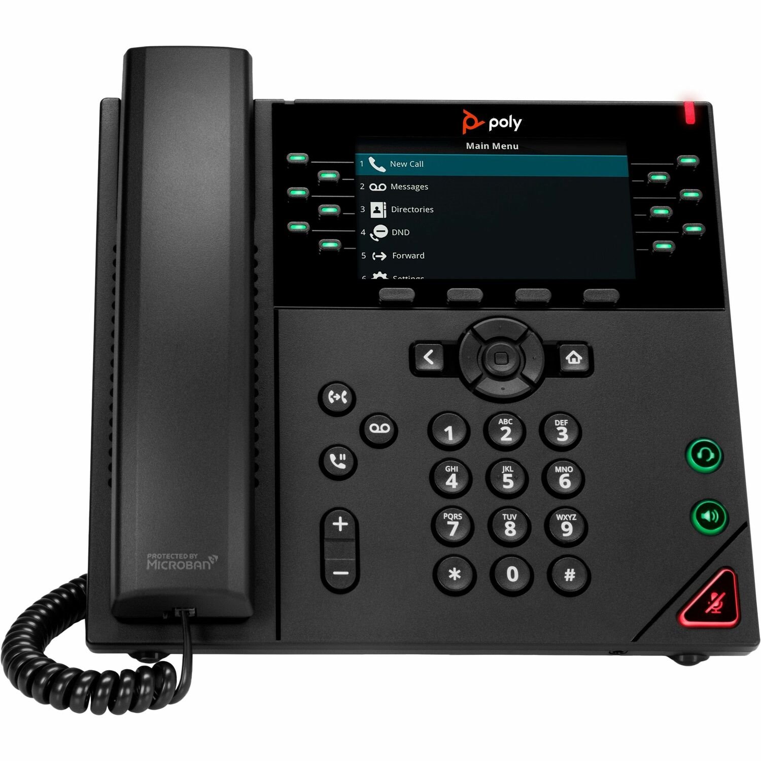 Poly VVX 450 IP Phone - Corded - Corded - Desktop, Wall Mountable - Black