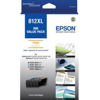 Epson DURABrite Ultra 812XL Original High Yield Inkjet Ink Cartridge - Value Pack - Black, Cyan, Magenta, Yellow - 4 / Pack