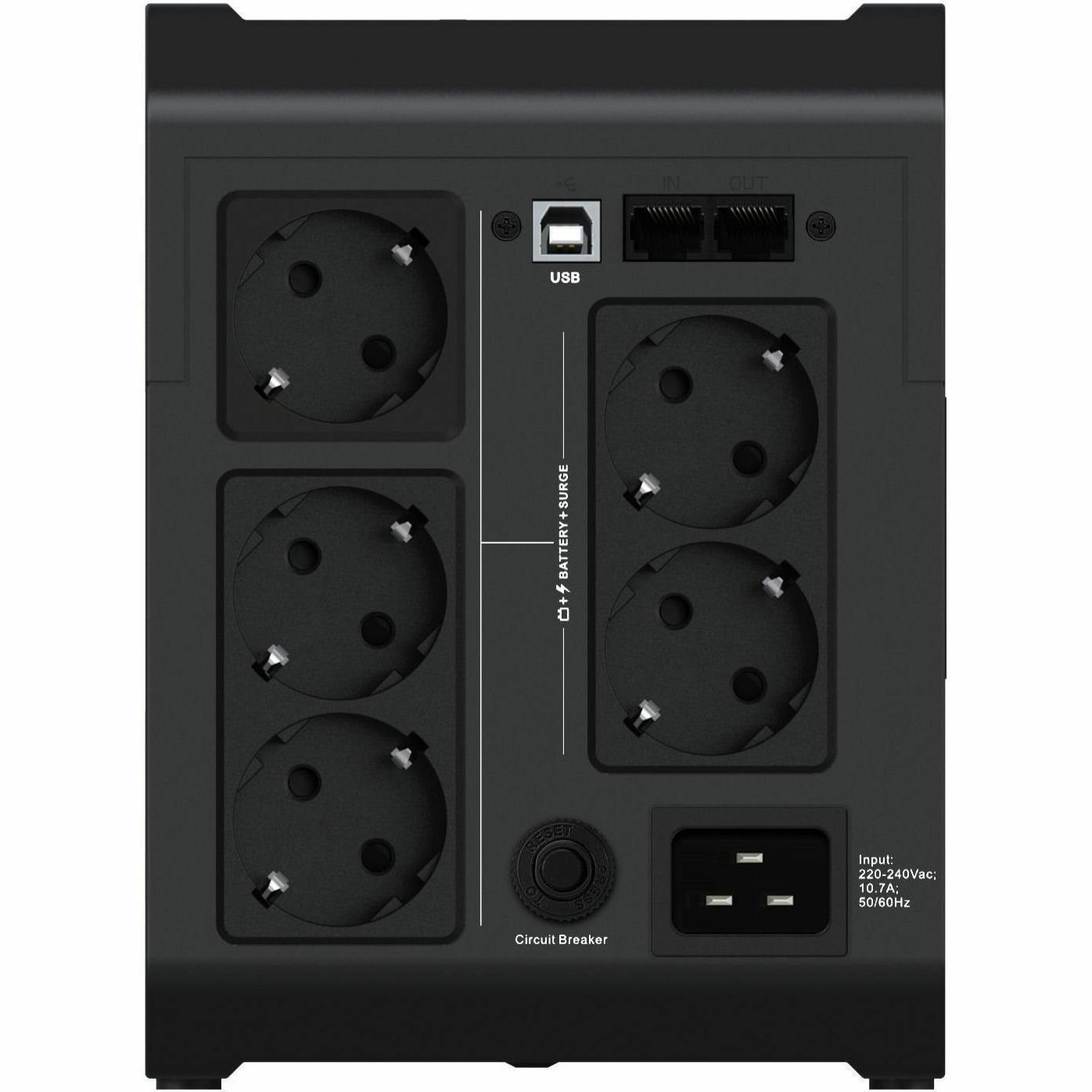 Vertiv PowerUPS 200 Essential PSA6E-2200IT-SCH, 2200VA/1225W, AVR, User-Replaceable Batteries, Battery Backup, 5 Schuko Outlets, Two-Year Warranty
